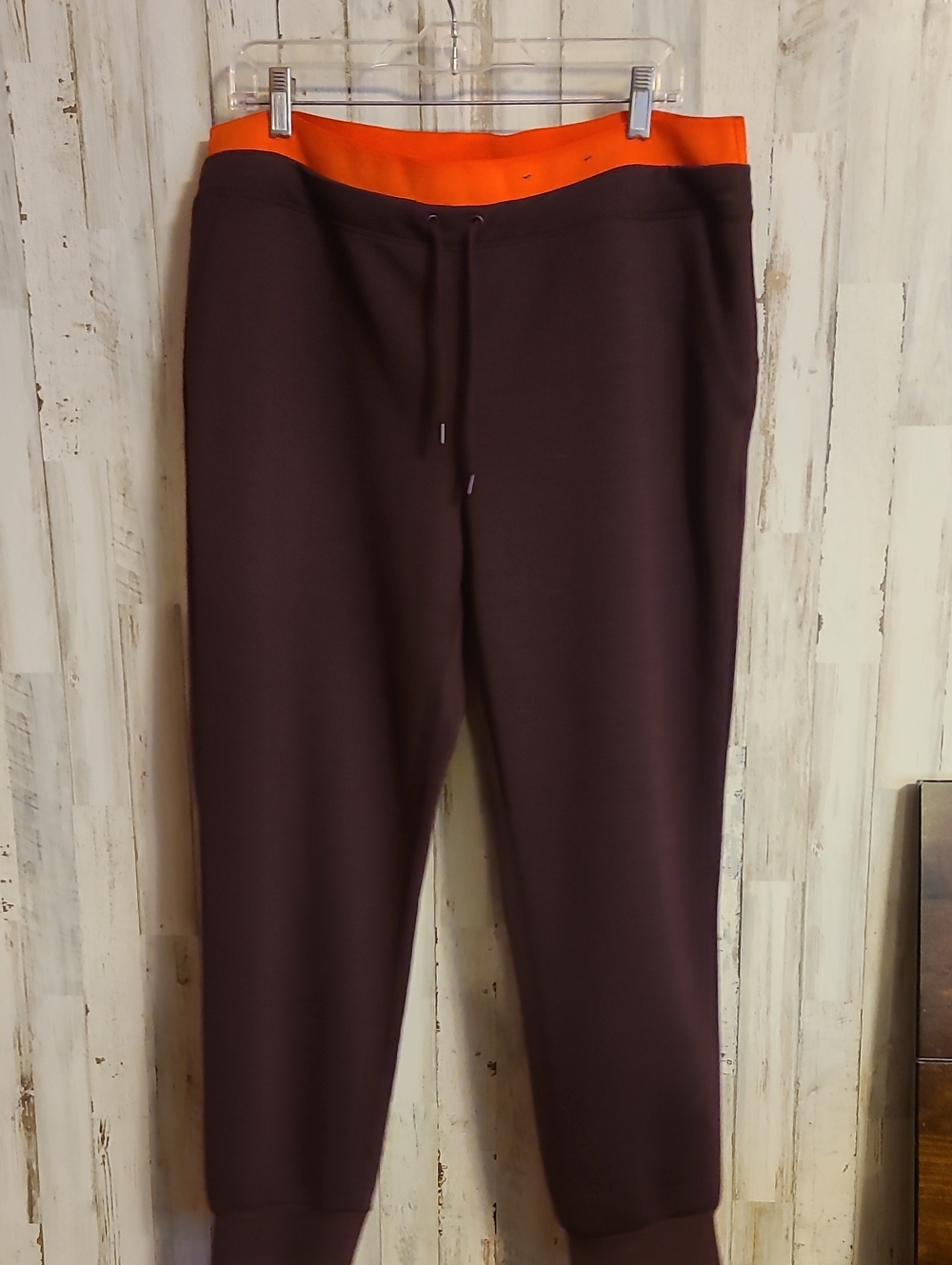 Xersion Brown Joggers with Bright Orange Waistband